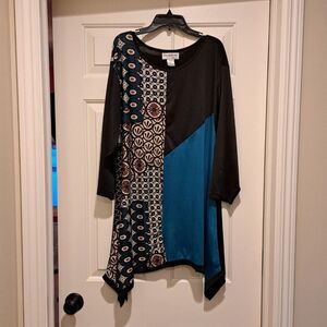 NorthStyle Women’s 2x Round Neck Tunic Floral Print Lagenlook Viscose